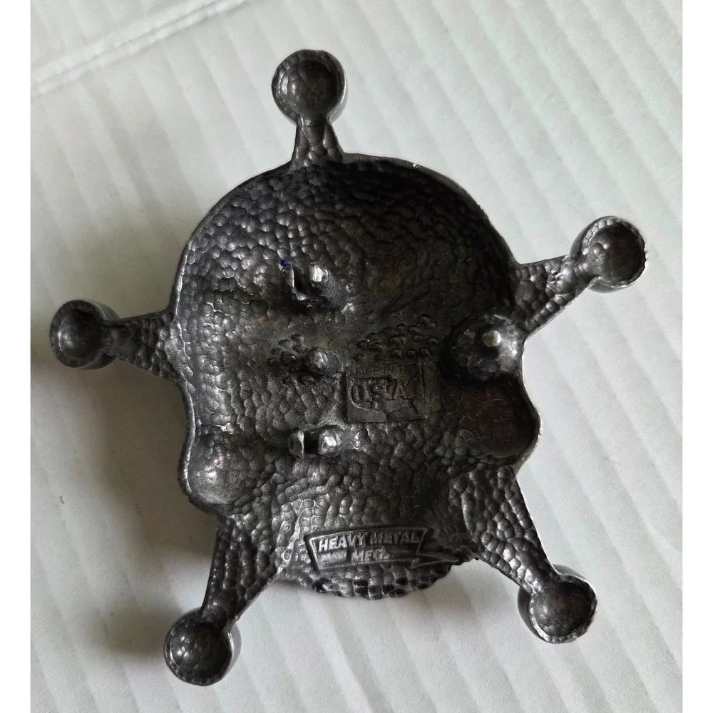 Heavy‎ Metal Mfg. USA Skull 5 Point Star Pirate Belt Buckle 3D Biker Rock Grunge